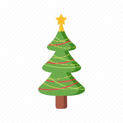 Christmas, evergreen, flat, icon, decorated, tree, coniferous icon - Download on Iconfinder