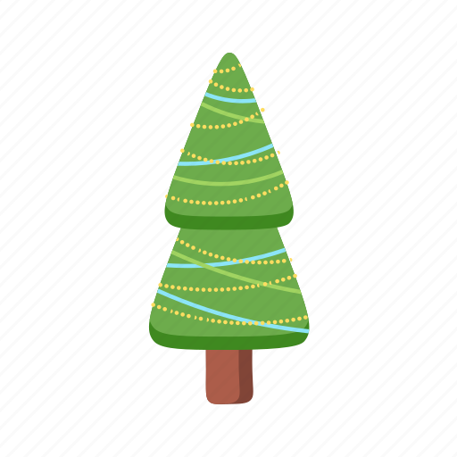 Christmas, tree, flat, icon, light, decorated, coniferous icon - Download on Iconfinder