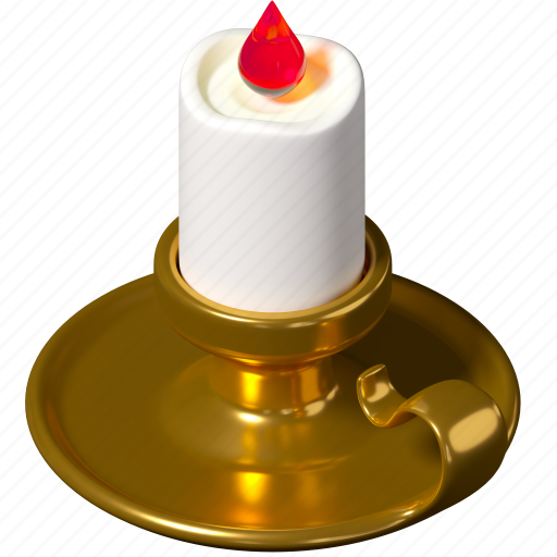 Candle, burning, candlestick, winter 3D illustration - Download on Iconfinder