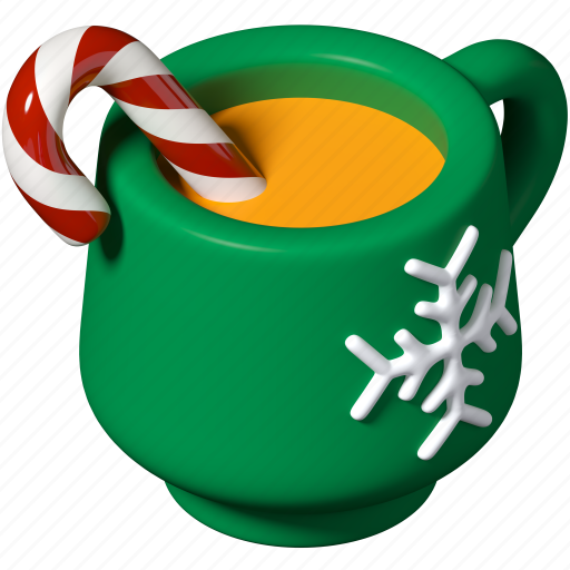 Cup, new year, christmas, candy cane 3D illustration - Download on Iconfinder