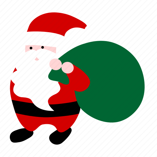 Santa, christmas, gift, sack, carry, claus icon - Download on Iconfinder