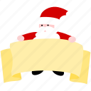 santa, claus, christmas, sign, paper, holding