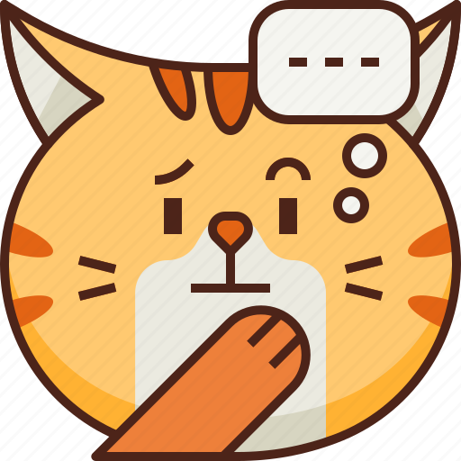 Cute, cat, emoticon, smileys, avatar, think, emoji icon - Download on Iconfinder