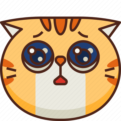 Cute, cat, emoticon, smileys, avatar, teary eyes, emoji icon ...