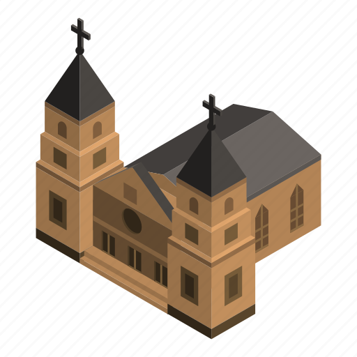 Cartoon, church, double, house, isometric, logo, tower icon - Download on  Iconfinder
