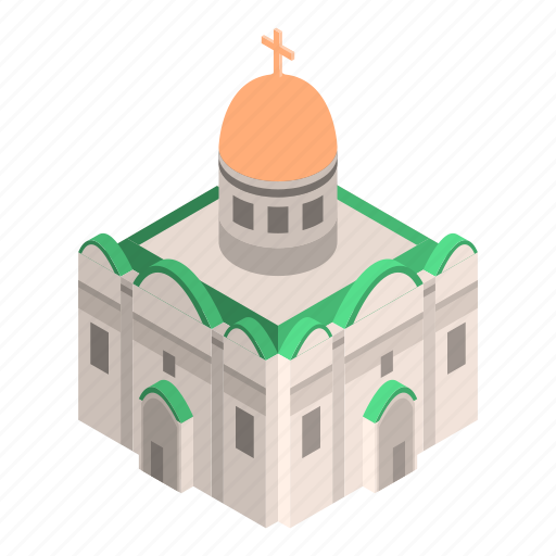 Architecture, cartoon, cathedral, church, isometric, religion, tourism icon - Download on Iconfinder