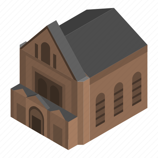 Brown, business, cartoon, church, house, isometric, retro icon - Download on Iconfinder