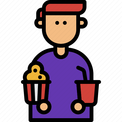 Popcorn, soda, moviegoer, theater, film, movie, cinema icon - Download on Iconfinder