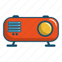 cartoon, music, object, orange, radio, retro, sound