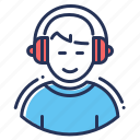 headphones, male, music listening, sound producer