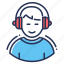 headphones, male, music listening, sound producer 