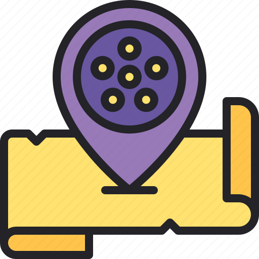 Pin, cinema, location, theatre, map icon - Download on Iconfinder
