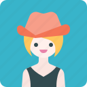 avatar, cowboy, girl, hat, profile, woman