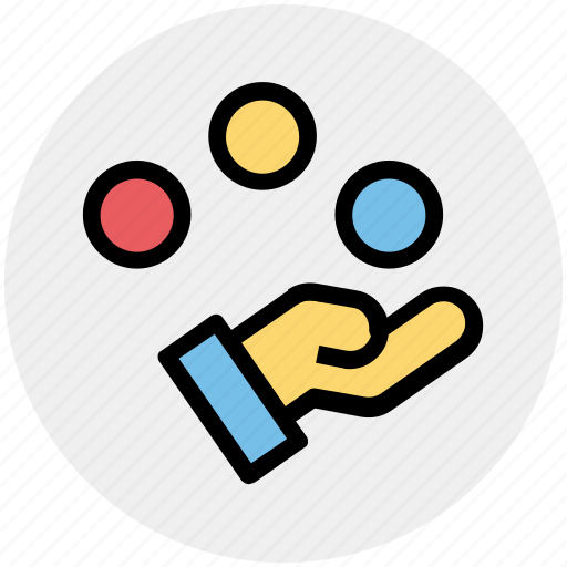 Balls, circus, circus performance, hand, juggling, juggling clown icon - Download on Iconfinder