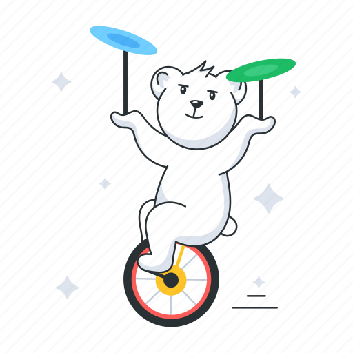 Unicycle trick, unicycle bear, unicycle ride, bear show, circus show icon - Download on Iconfinder