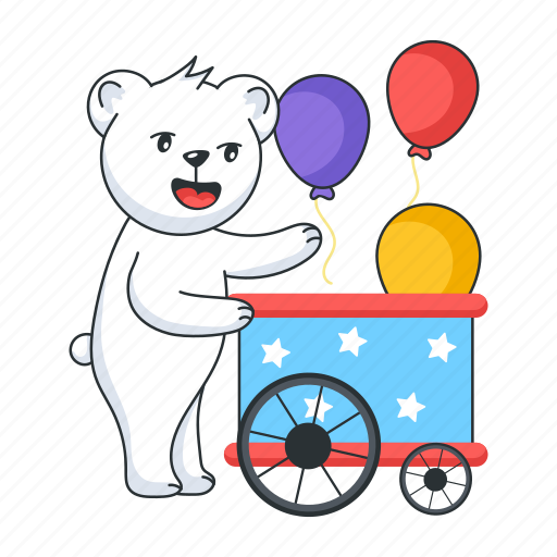 Balloon cart, balloon seller, balloon stall, circus balloons, bear cart icon - Download on Iconfinder