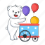 balloon cart, balloon seller, balloon stall, circus balloons, bear cart 