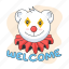 welcome bear, clown face, clown bear, circus clown, circus bear 