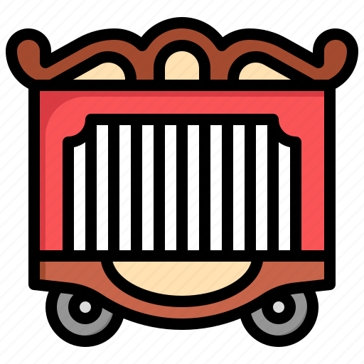 Circus, filloutline, wagon, transportation, entertainment, cage icon - Download on Iconfinder