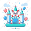 jumping, castle, jester, bouncing, entertainment, fun 