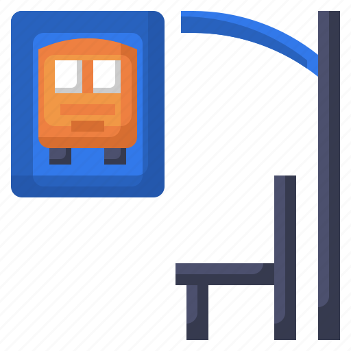 Bench, buildings, bus, station, stop, urban icon - Download on Iconfinder