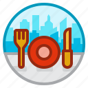city, dinner, restaurant, food