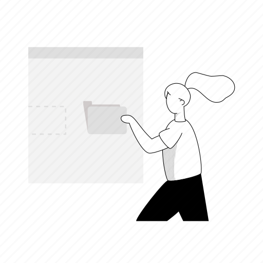 Folder, woman, monochrome illustration - Download on Iconfinder