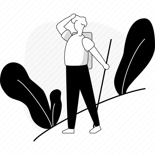 Hiker, man, monochrome illustration - Download on Iconfinder
