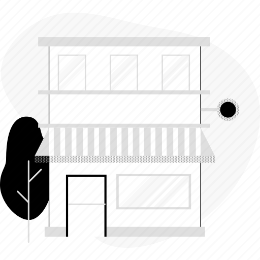 Storefront, monochrome illustration - Download on Iconfinder