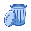 bin, garbage can, remove, school, trash, trash bin