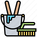 brush, bucket, cleaning, household, tools 