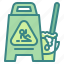 bucket, cleaning, floor, mop, signaling, warning, wet 