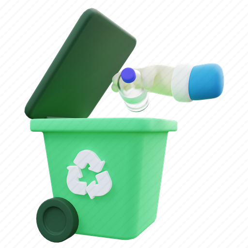 Plastic, bin, garbage, recycle, bottle, rubbish, junk 3D illustration - Download on Iconfinder