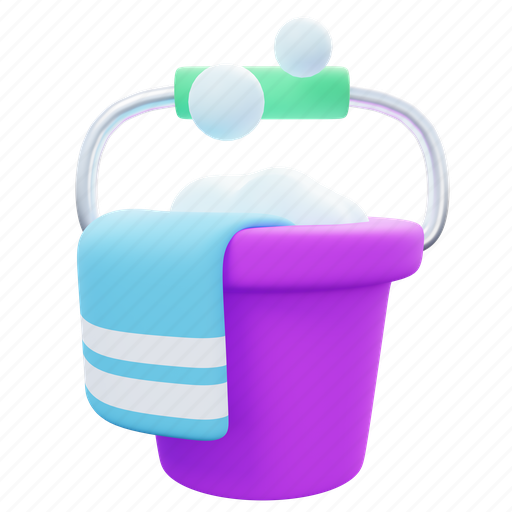 Mop, janitor, water, bucket, sanitation, maintenance, housekeeping 3D illustration - Download on Iconfinder