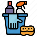 bucket, cleaning, glove, sponge