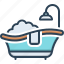 bathtub, shower, faucet, foam, bathing, bathroom, lavatory 