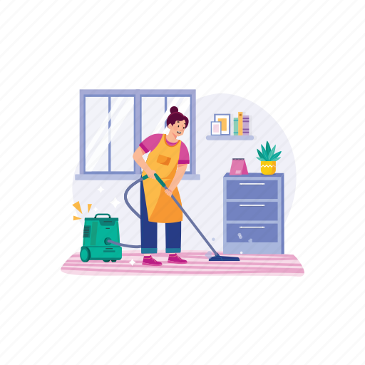 Housekeeper, dust, floor, professional, clean, home, cleanup illustration - Download on Iconfinder
