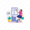 housekeeper, dust, floor, professional, clean, home, cleanup, worker, washer 
