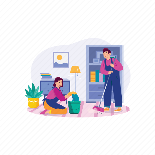 Housekeeper, dust, floor, professional, clean, home, cleanup illustration - Download on Iconfinder
