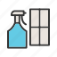 agent, bottle, chemical, cleaning, equipment, tool, window 