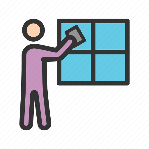 Cleaning, glass, man, washer, water, window, work icon - Download on Iconfinder