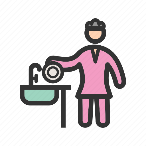 Apron, cleaning, dishes, home, kitchen, washing, woman icon - Download on Iconfinder