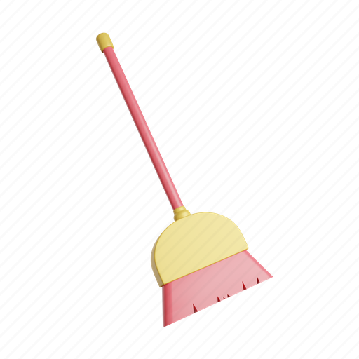 Broom, equipment, sweep, brush, tool, clean, cleaner 3D illustration - Download on Iconfinder