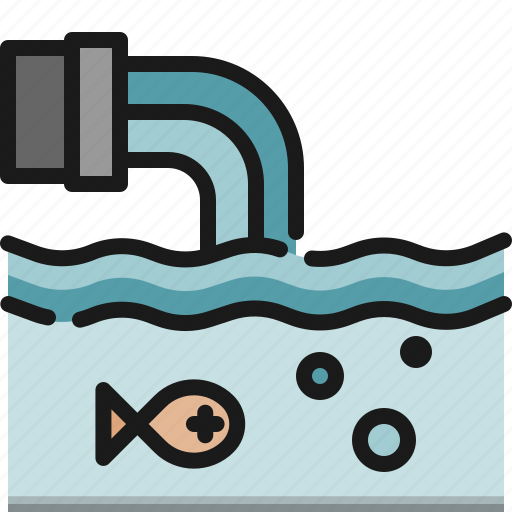 Environment, tube, water pollution, waste water, dead fish, sewage water, sea sewage icon - Download on Iconfinder