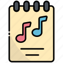 notepad, notebook, music, notes, audio, note