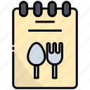 notepad, menu, food, spoon, fork, restaurant, notes