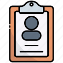 clipboard, user, person, cv, document, profile