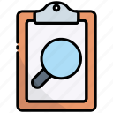clipboard, search, document, find, magnifier, business, report