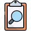 clipboard, search, document, find, magnifier, business, report 