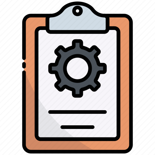 Clipboard, document, setting, preferences, management, cogwheel icon - Download on Iconfinder